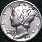 The Silver Mercury Dime - obverse view.