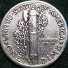 The Silver Mercury Dime - reverse view.