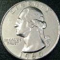 The Silver Washington Quarter - obverse view.